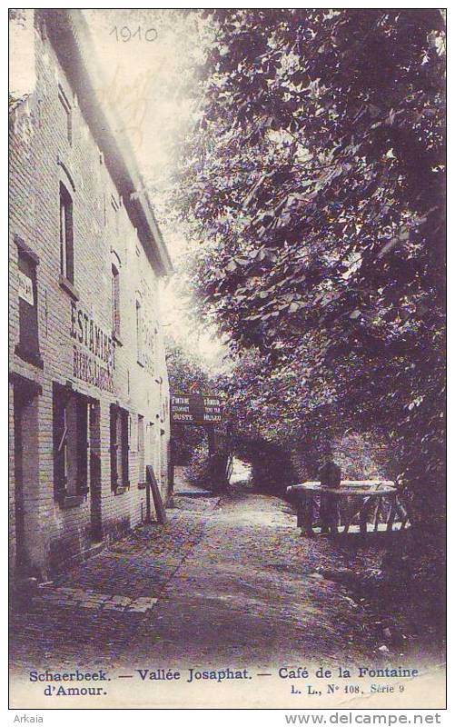 SCHAERBEEK = Vallée Josaphat - Café De La Fontaine (L.L.  S.9  N° 108) 1910 (coin Renforcé) - Schaarbeek - Schaerbeek