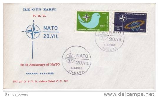 TURKEY FDC MICHEL 2120/21 €2.50 NATO 1969 - FDC