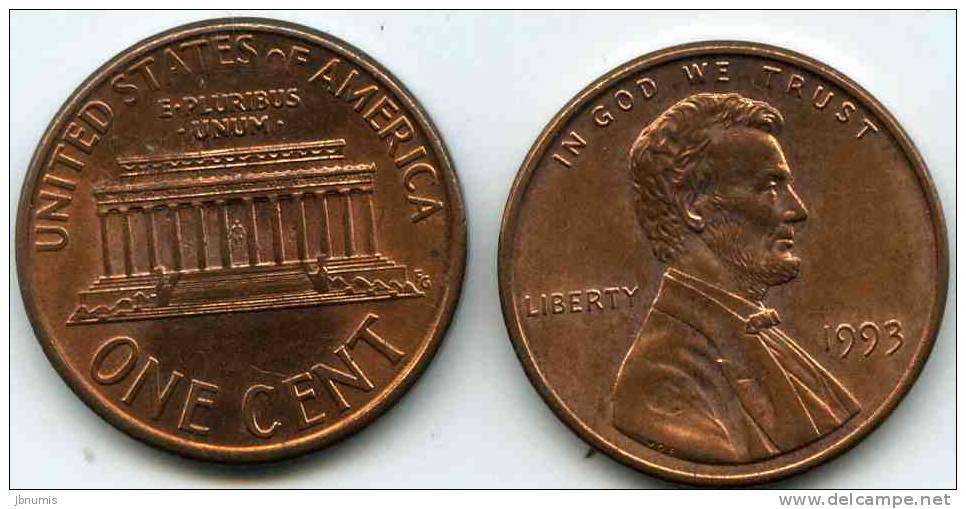 Etats-Unis USA 1 Cent 1993 KM 201b - 1959-…: Lincoln, Memorial Reverse