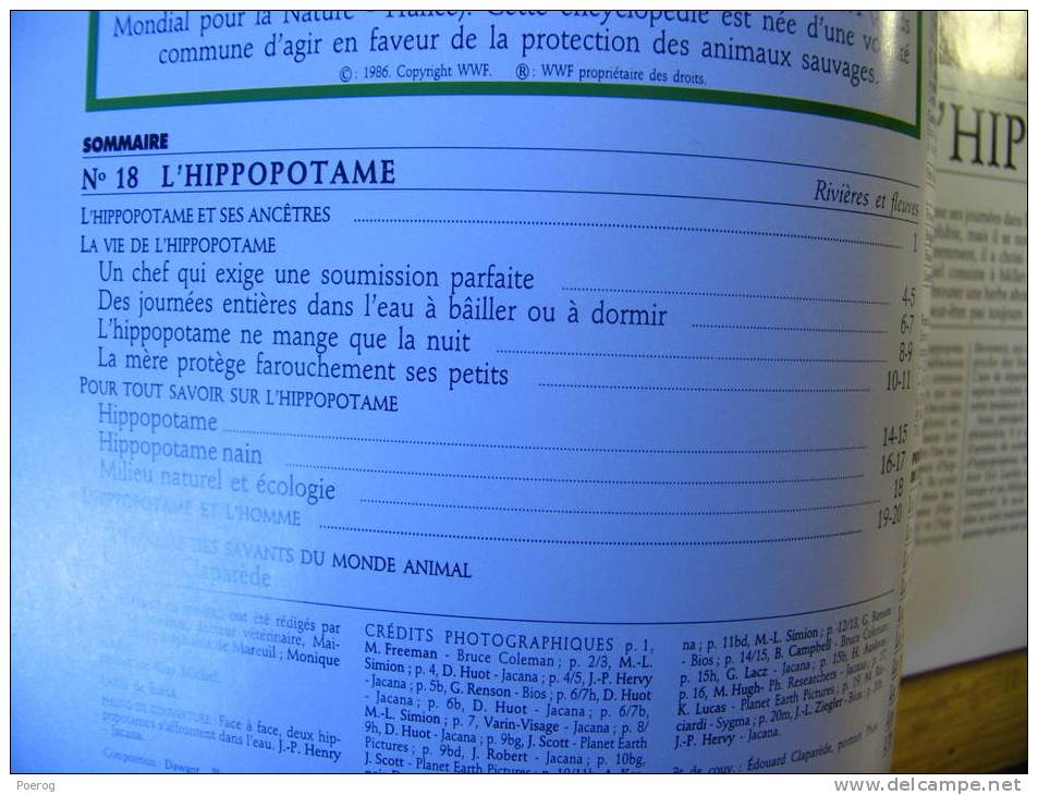 Vie Sauvage - Larousse Des Animaux - N°18 - L´ HIPPOPOTAME - Monographie Hippopotames Hippopotamus Hippo Hipo Hipopotame - Animali