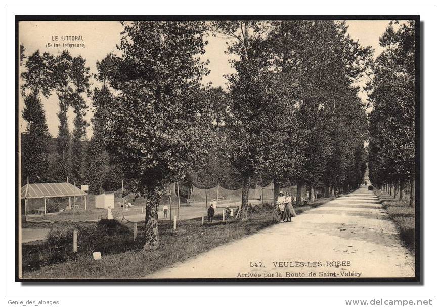 76 VEULES Les ROSES, Arrivée Par La Route De St Valéry, Animée, Bicyclette,  -547- CPA écrite - Veules Les Roses