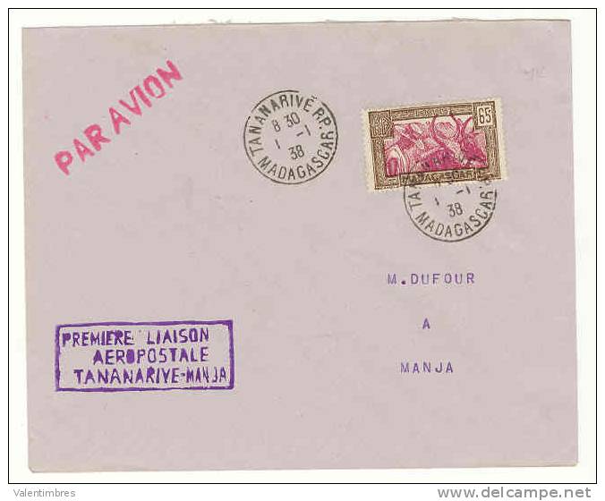 Premier Vol  Ref 50 1ère Liaison Tananarive_ Manja  1.1.38 - Africa