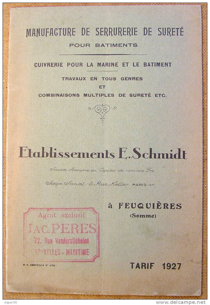 Catalogue "Manuf De Serrurerie, Ets E. Schmidt, Feuquières 1927" France - Collections