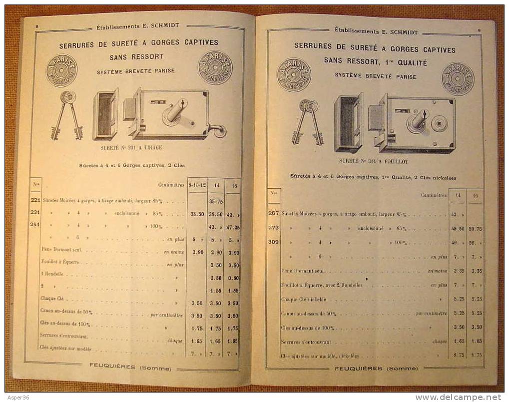 Catalogue "Manuf De Serrurerie, Ets E. Schmidt, Feuquières 1927" France - Verzamelingen