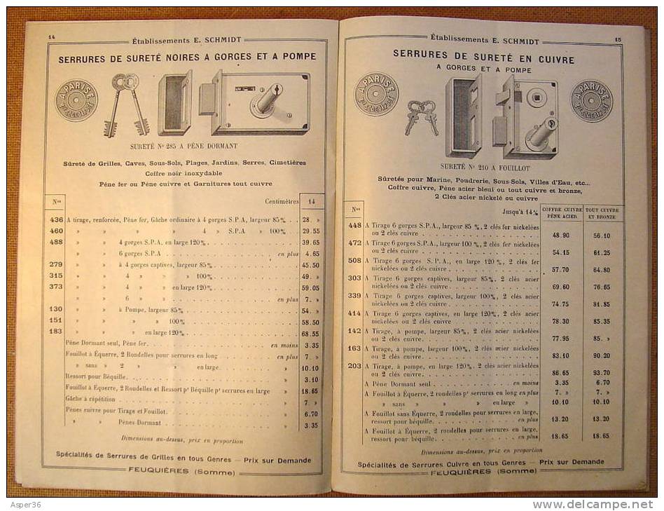 Catalogue "Manuf De Serrurerie, Ets E. Schmidt, Feuquières 1927" France - Collections