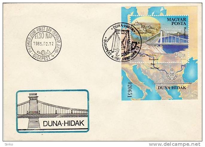 1985. Bridges Of The River Danube - FDC