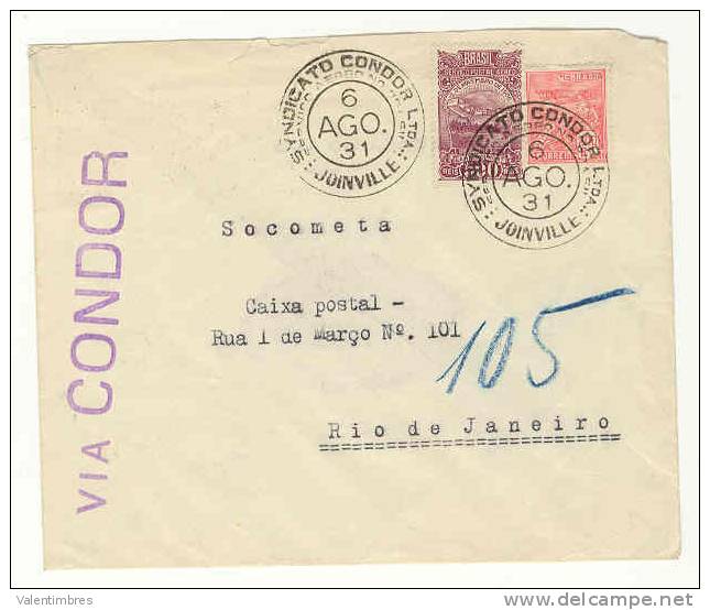 Vol Brésil _ Argentine 6.8.1931 Via Condor - Amérique Du Sud