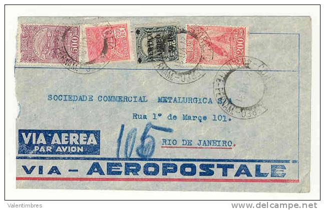 Vol Ref 124  Brésil _ Argentine 27.7.1931 Via  Aéropostale - Zuid-Amerika