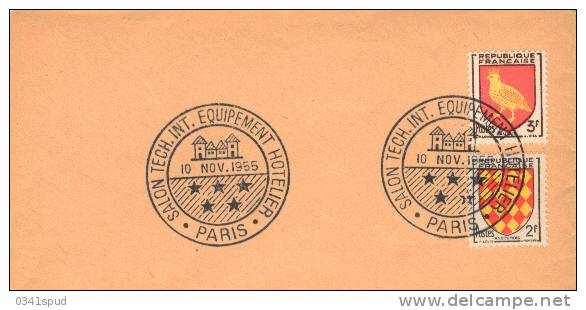 1955 France 75  Paris Cachet  Salon Equipement Hotelier  Sur Lettre - Hôtellerie - Horeca