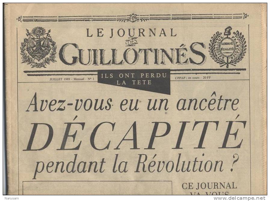 Le Journal Des Guillotinés / Complet De 1 à 4 / 1989 - History
