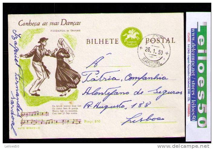 Portugal Postal Stationery SARDOAL Regional Dancers  Musics From "ALTO MINHO" Region "FANDANGO De TROPORIZ" #87081 - Entiers Postaux