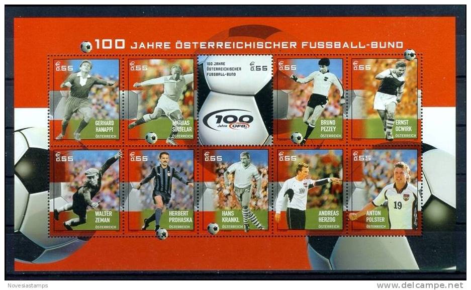 AUSTRIA Mi. 2460-2469 MNH SHEET(10) Austrian Football Association - Blocks & Sheetlets & Panes