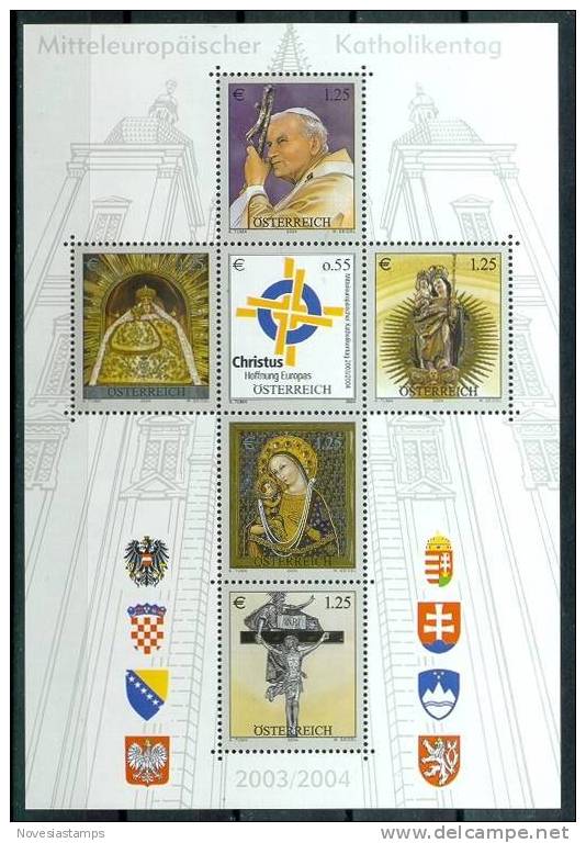 AUSTRIA Mi. 2476-2481 MNH SHEET(6) Middle-European Catholic Convention - Blocks & Sheetlets & Panes