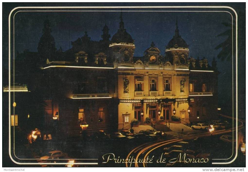 Principauté De Monaco. Le Casino By Night. Voitures Anciennes: 504 Peugeot Etc. - Casino