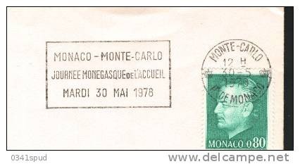 1978 Monaco  Journée Accueil - Marcophilie