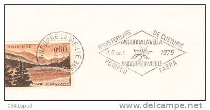 1975 Andorre La Vieille  Festes Populars De Cultura Sur Enveloppe - Franking Machines (EMA)