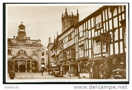 Real Photo Postcard Cars At The Butter Cross Ludlow Shropshire Salop  - Ref B167 - Shropshire