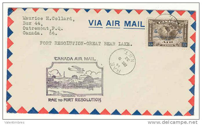 Canada  Premier Vol Ref 170 First Flight  9.12.1932 Fort Resolution_ Great Bear Lake Lac Des Ours - Erst- U. Sonderflugbriefe