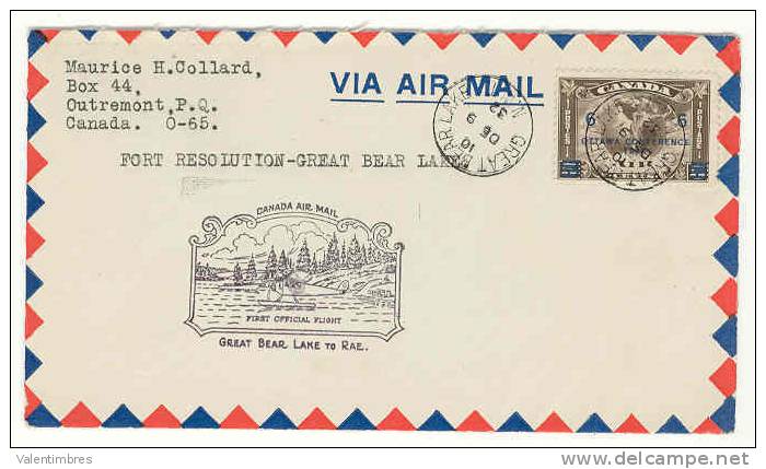 Canada  Premier Vol Ref 172 First Flight  9.12.1932 Fort Resolution_ Great Bear Lake Lac Des Ours - First Flight Covers