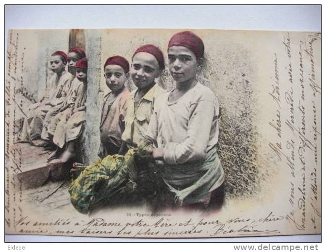 Types Algeriens Enfants Colorisée Dos Non Divisé Avant 1903 - Enfants