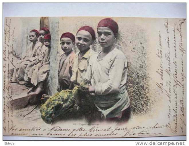 Types Algeriens Enfants Colorisée Dos Non Divisé Avant 1903 - Kinderen
