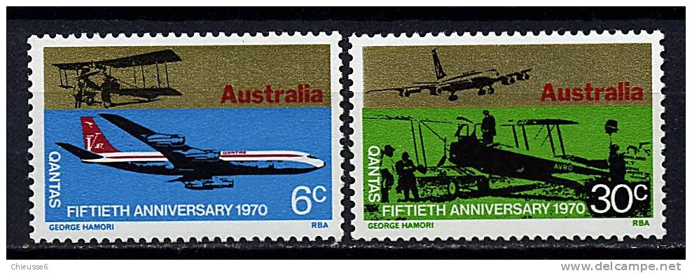 Australie ** N° 422/423 - 50e Ann. De "Quantas Airways" - Mint Stamps