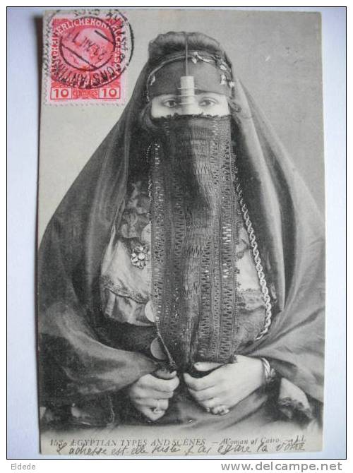 Femme Du Caire Beau Plan Voilée Voyagé Constantinople Timbre Autriche - Autres & Non Classés
