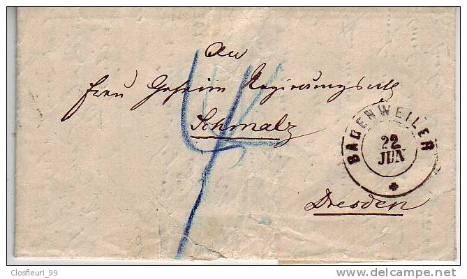 Brief  / Badenweiler Nach Dresden / 22 Jun. - Prephilately