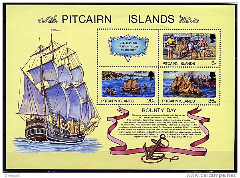 Iles Pitcairn ** Bloc N° 3 - Journée Du Bounty - Pitcairn