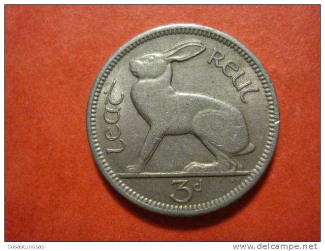 8908 IRELAND EIRE IRLANDA    3  D - 3 PENIQUES   CONEJO   AÑO / YEAR   1943   EBC / XF - Irlanda