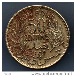 Tunisie Bon Pour 50 Cts 1921 Tb/ttb - Túnez