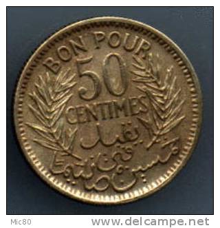 Tunisie Bon Pour 50 Centimes 1941 Sup - Tunesië