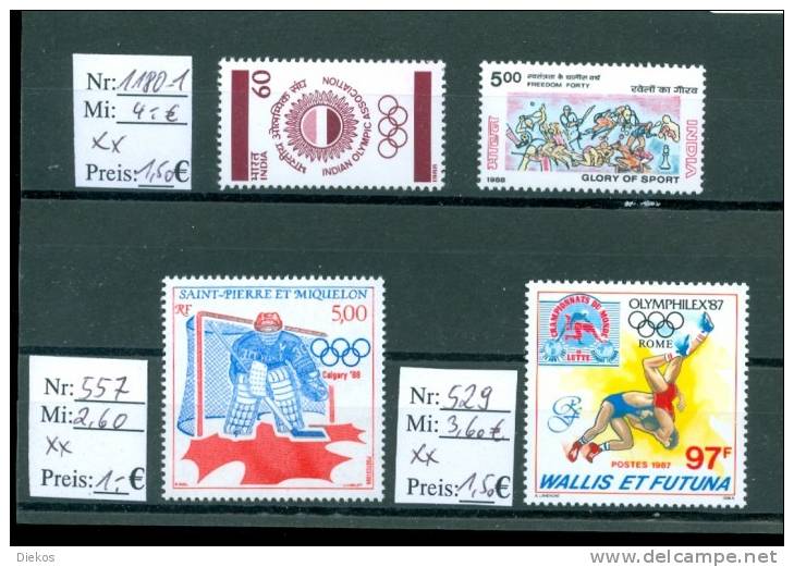 India, Saint Pierre,  Etc. Lot Olympia , No:,  MNH ** Postfrisch #625 - Estate 1988: Seul