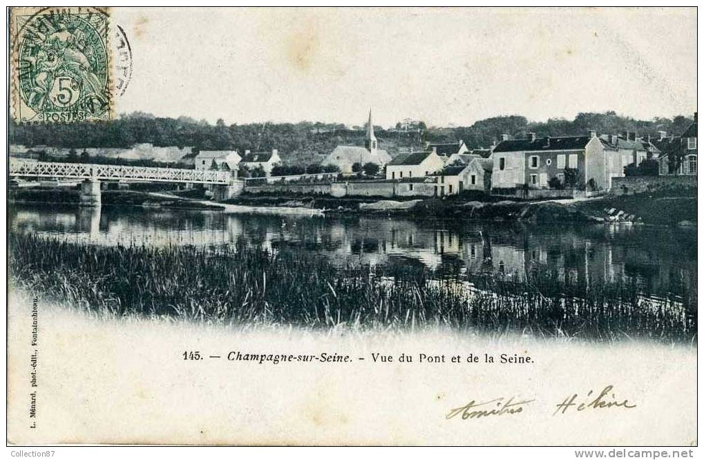 77 - SEINE Et MARNE - CHAMPAGNE Sur SEINE - BELLE VUE D'ENSEMBLE - CLICHE 1900 DOS SIMPLE - Champagne Sur Seine