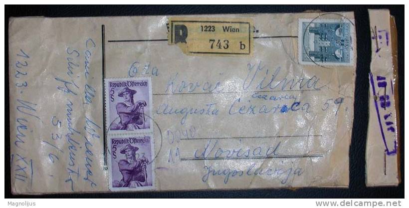 Austria,Letter,Recommended,Label,Additional Stamps,Cover,Oppened,Duty ,Toll - Brieven En Documenten