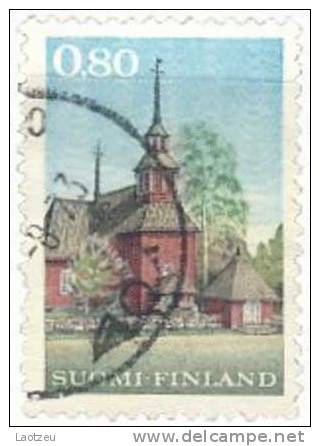 Finlande  637 (1970. - Vieille église En Bois, Keureu - Usati