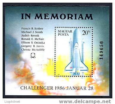 HONGRIE 1986, IN MEMORIAM CHALLENGER, 1 Bloc, NEUF. R279 - Europe