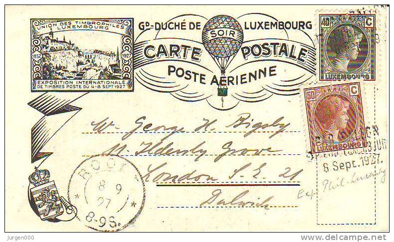 'Par Ballon' - Exposition Philatelique Luxembourg 8 Sept. 1927 (D099) - Briefe U. Dokumente