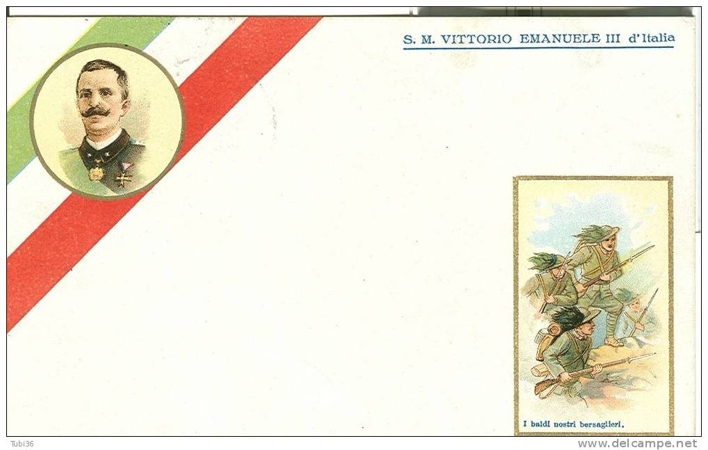 S.M.VITTORIO EMANUELE III D'ITALIA - I BALDI NOSTRI BERSAGLIERI - POSTA MILITARE 25° DIVISIONE -VIAGGIATA 8/7/1917. - Case Reali