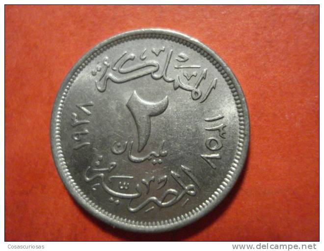 8986 EGYPT EGYPTE EGIPTO  2 MILLIEME   AÑO / YEAR  1938  EBC +/ XF+ - Egypt