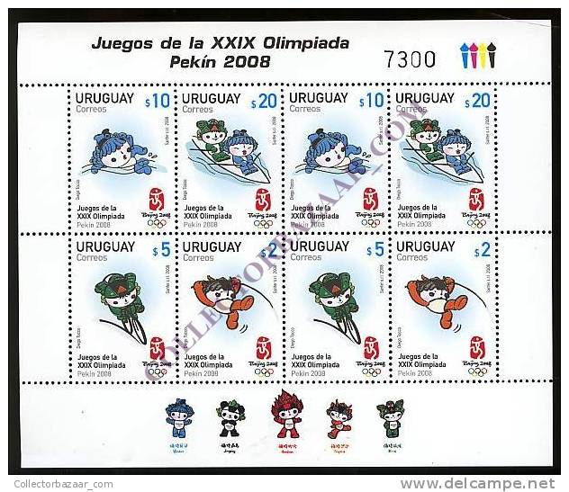 URUGUAY MNH Stamp Sheet Beijing Olympic 2008 Cycling - Sommer 2008: Peking