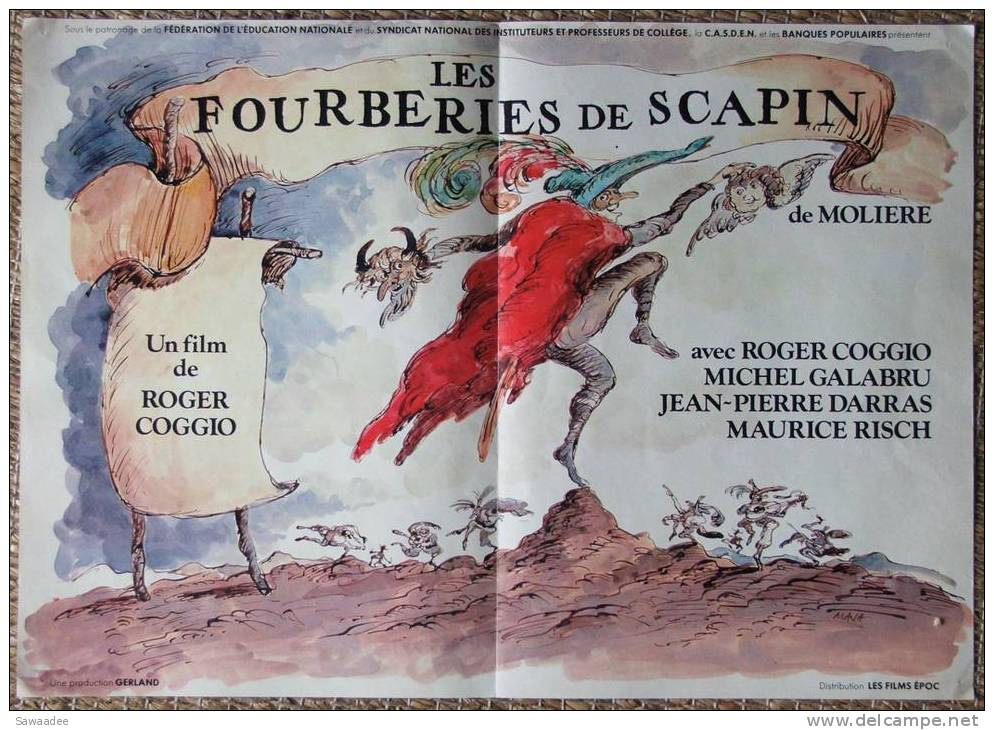 AFFICHETTE - FILM - LES FOURBERIES DE SCAPIN - ROGER COGGIO - MOLIERE - Publicité Cinématographique