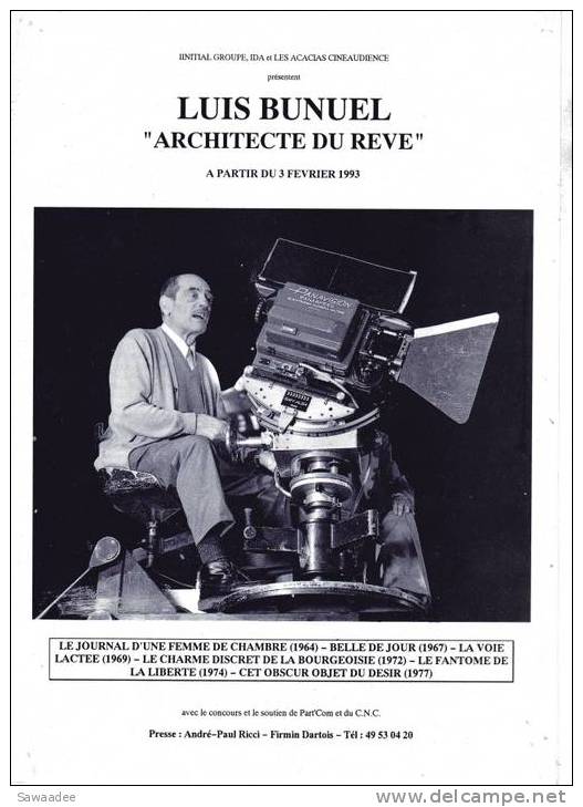 PLAQUETTE - CINEMA -  REALISATEUR - LUIS BUNUEL "ARCHITECTE DU REVE" - Publicité Cinématographique