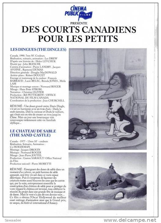 PLAQUETTE - CINEMA PUBLIC - DES COURTS CANADIENS POUR LES PETITS - Publicidad