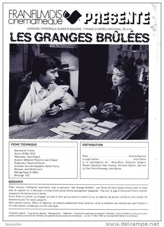 FICHE - FRANFILMDIS - FILM - LES GRANGES BRULEES - JEAN CHAPOT - Cinema Advertisement