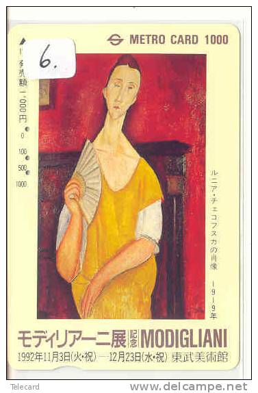 Phonecard Japan Art Peinture Amedeo MODIGLIANI (6) JUDEICA JEWISH PAINTER Glaneuses Kunst Painting Schilderij Mahlerei - Malerei