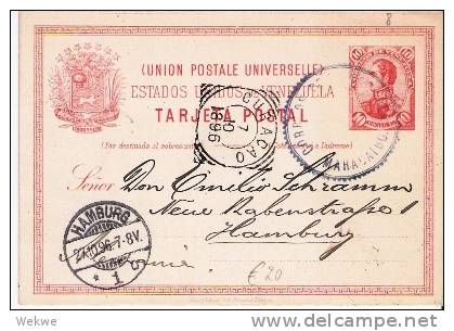 Ven035/ VENEZUELA - Maracaibo 1896 Auf P 8, 10 Cent. Bolivar Via Curacao - Venezuela