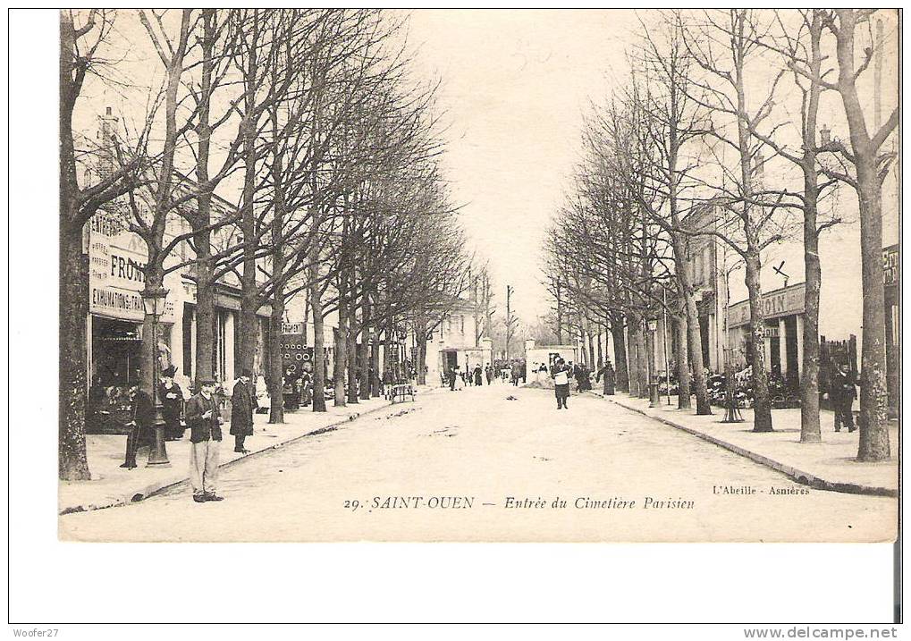 CPA SAINT OUEN Entrée Du Cimetière Parisien,trèstrès Animée - Saint Ouen