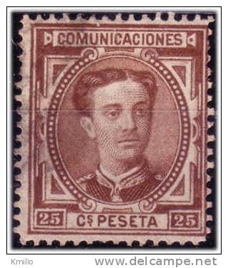 Edifil 177 Usado 1876 Alfonso XII 25 Cts Castaño Catálogo 5,5 Euros - Usati