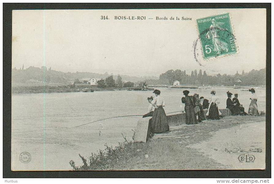 1908 FRANCE BOIS LE ROI, FISHING ON SEINE, VINTAGE POSTCARD - Bois Le Roi